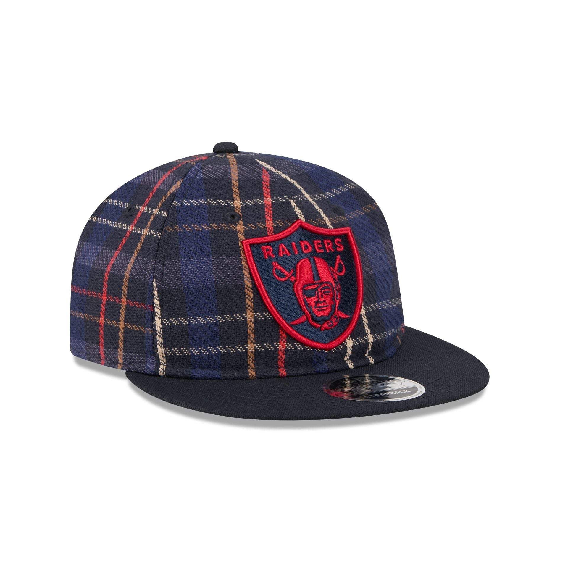 Las Vegas Raiders Grunge Plaid Retro Crown 9FIFTY Adjustable Hat