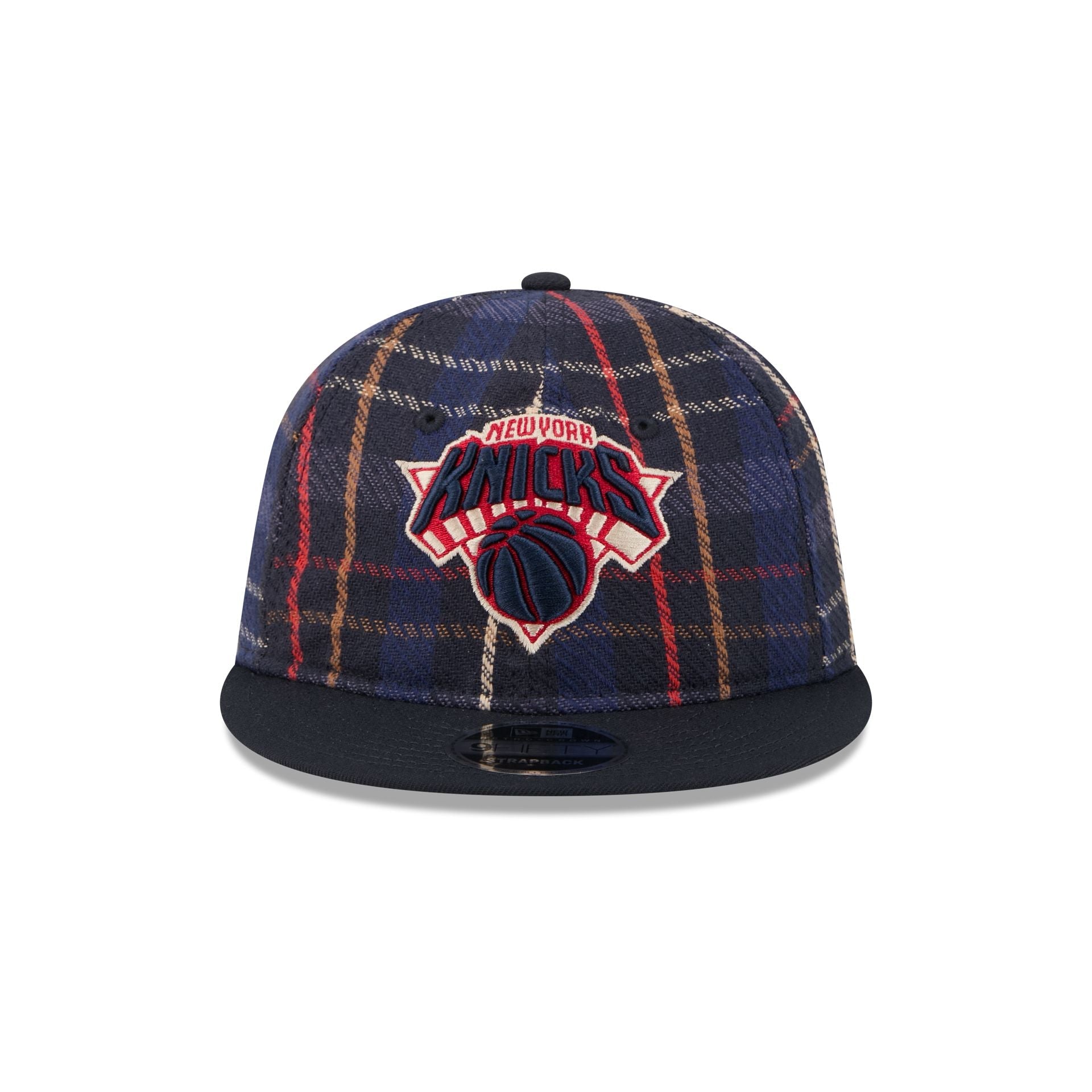 New York Knicks Grunge Plaid Retro Crown 9FIFTY Adjustable Hat