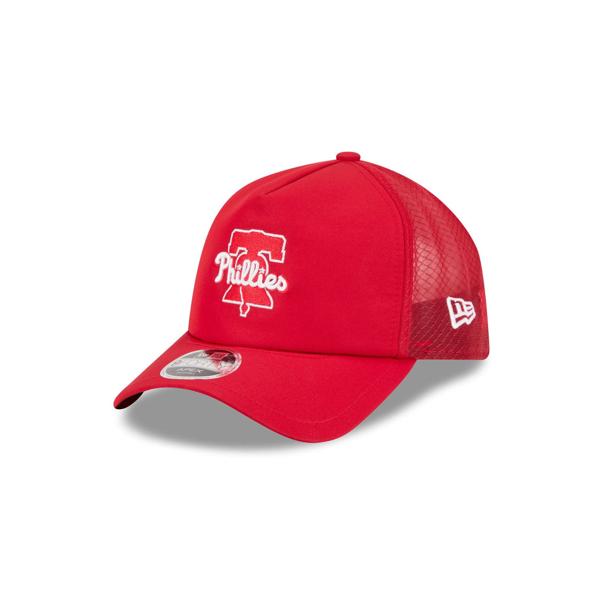 Philadelphia Phillies 2026 Batting Practice Alt Red Bell 9FORTY APEX Trucker Hat