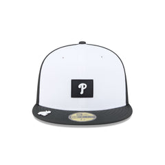Philadelphia Phillies 2026 Clubhouse Black & White 59FIFTY Fitted Hat
