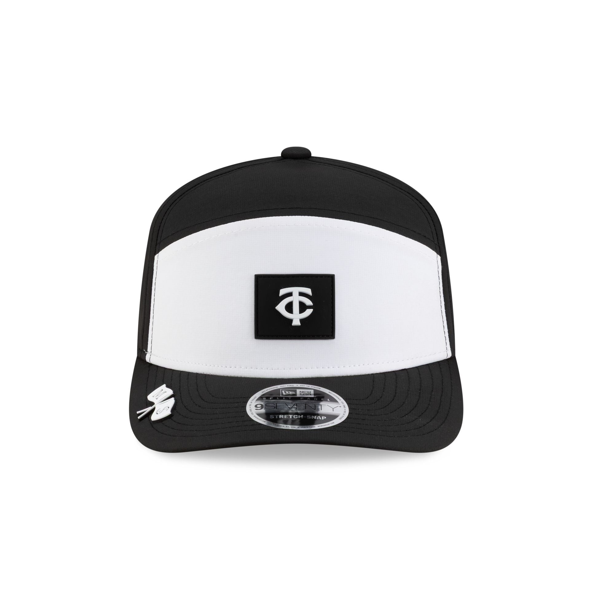 Minnesota Twins 2026 Clubhouse Black & White Split Panel 9SEVENTY Stretch-Snap Hat