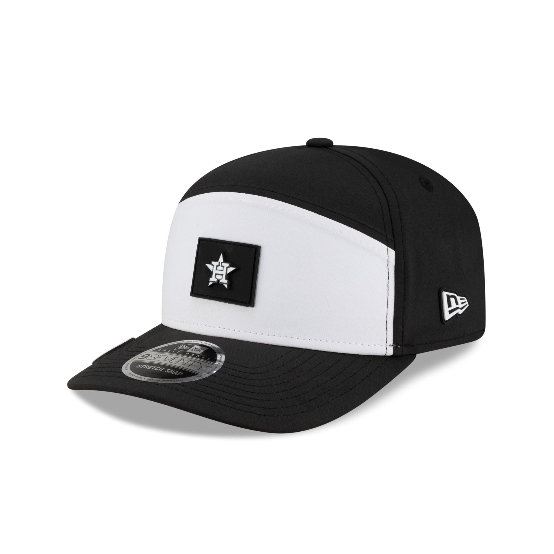 Houston Astros 2026 Clubhouse Black & White Split Panel 9SEVENTY Stretch-Snap Hat