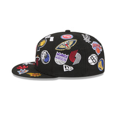 NBA All Over Logo Black 59FIFTY Fitted Hat
