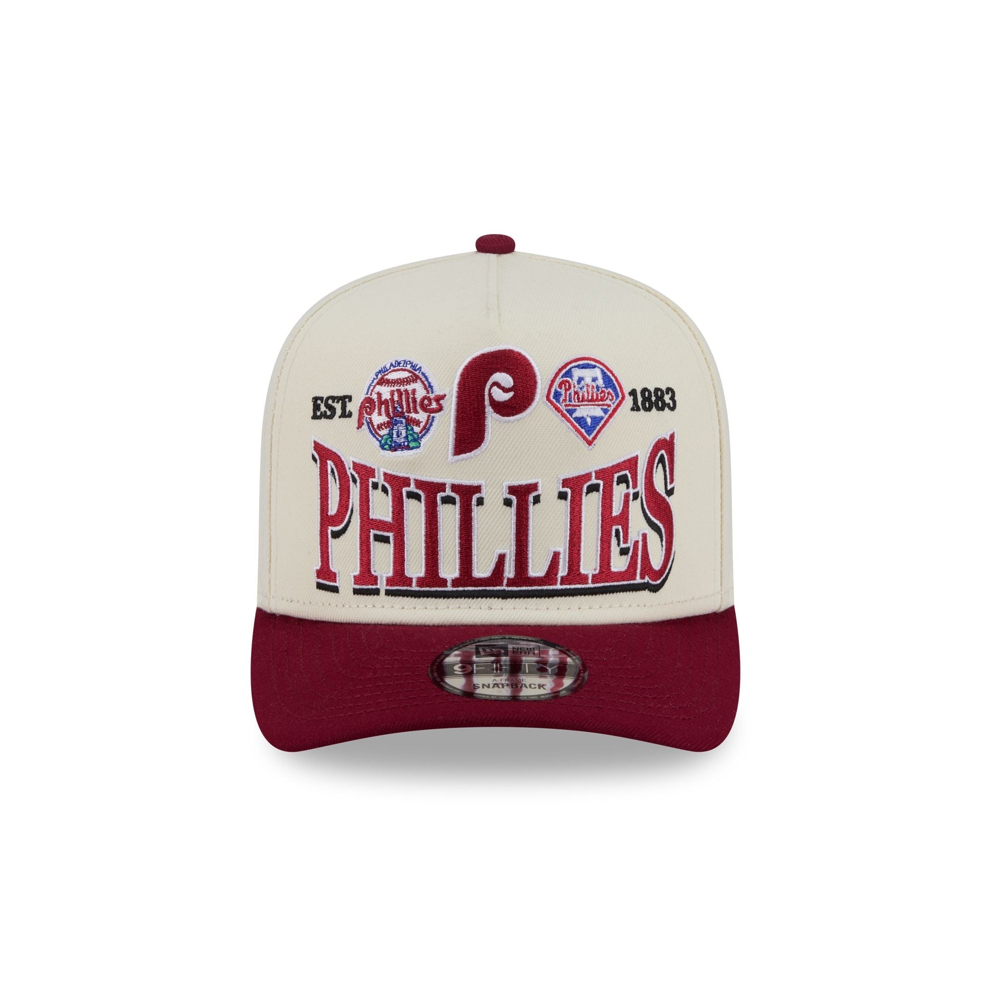 Philadelphia Phillies Three Hit Chrome White 9FIFTY A-Frame Snapback Hat