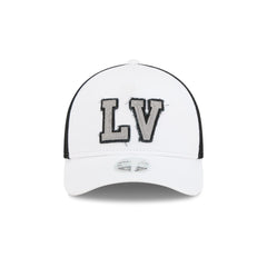 Las Vegas Raiders Optic White Felt Logo Women's 9FORTY M-Crown A-Frame Trucker Hat