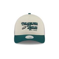 Philadelphia Eagles Retro Chrome Women's White 9FORTY M-Crown A-Frame Trucker Hat