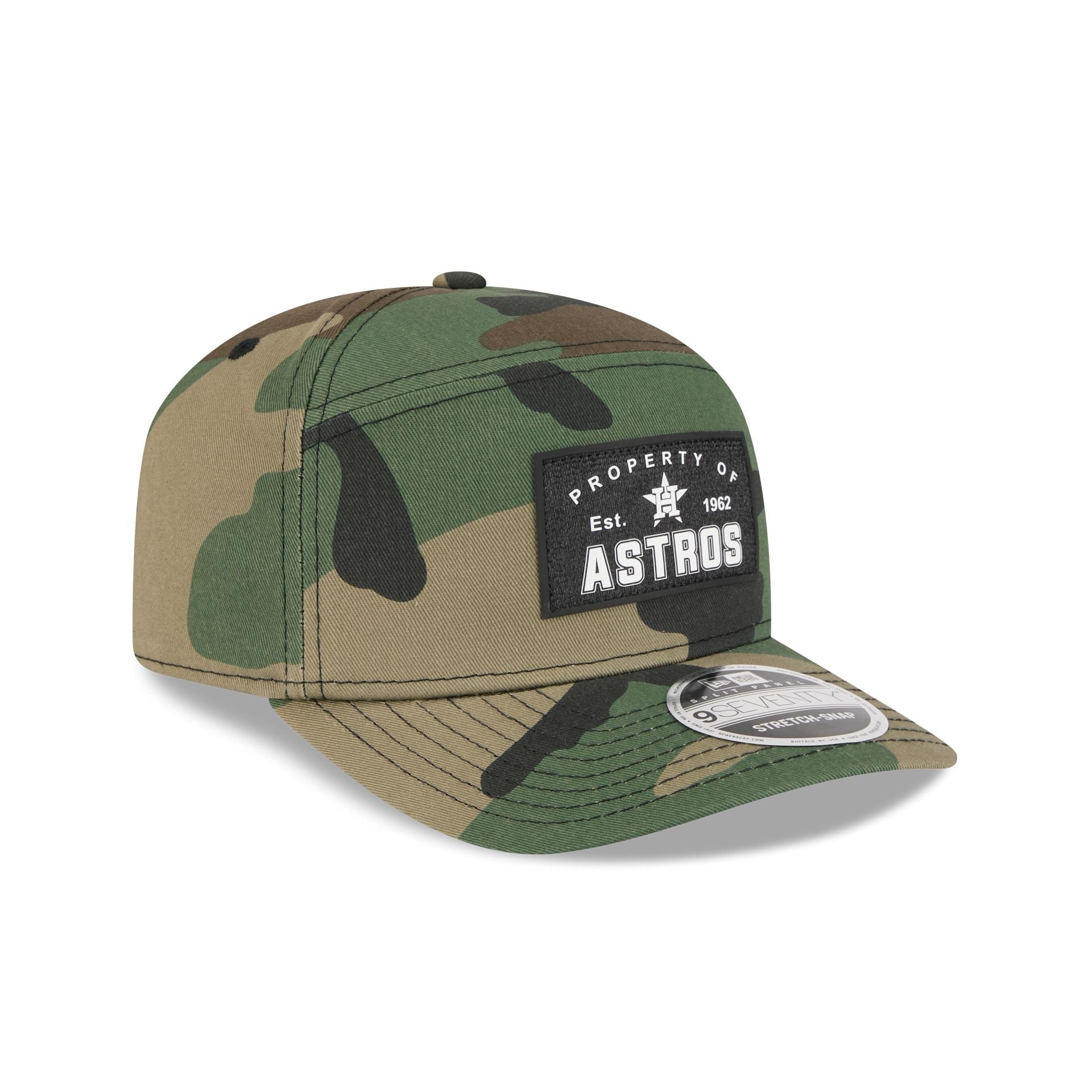 Houston Astros Property of Patch Camo Split Panel 9SEVENTY Stretch-Snap Hat