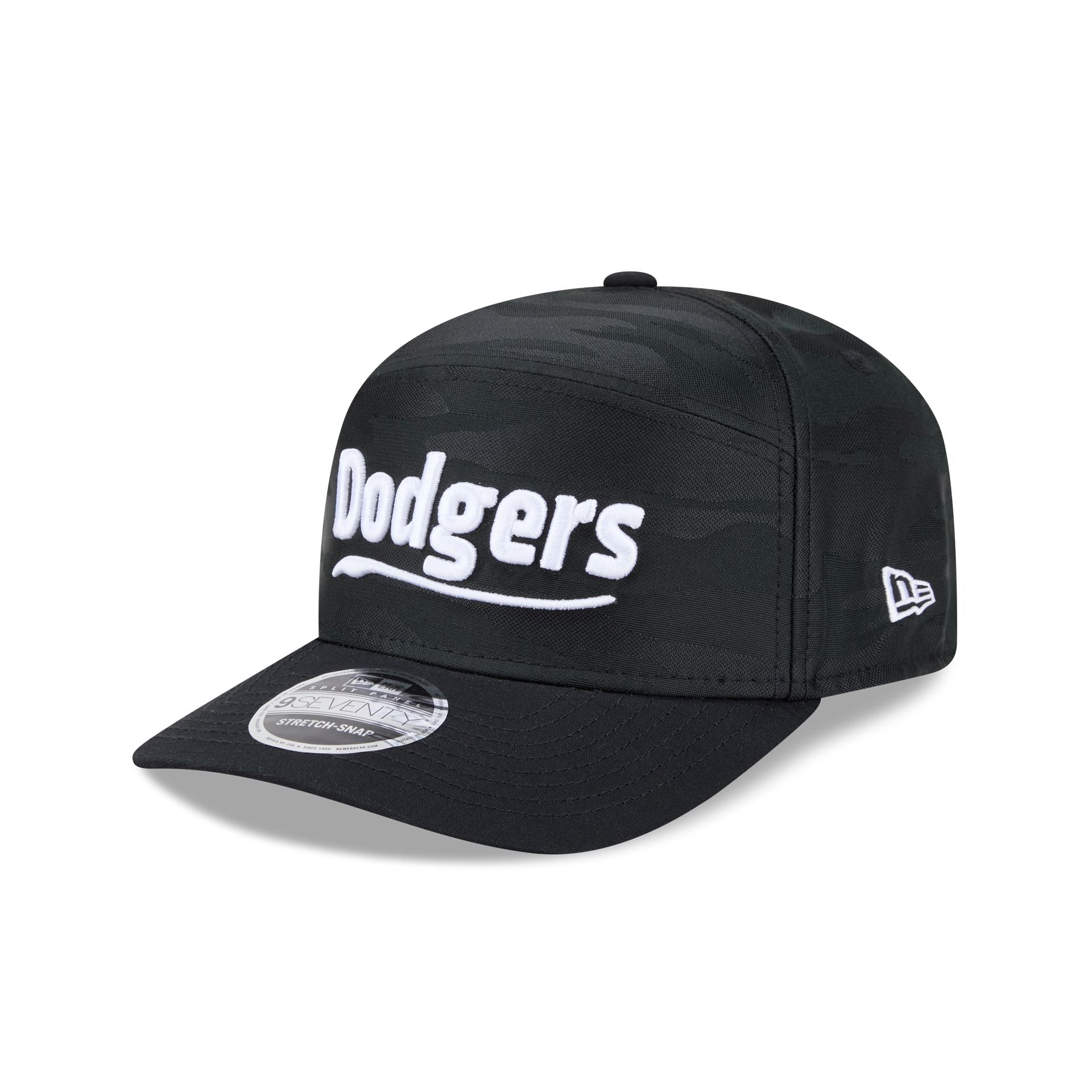 Los Angeles Dodgers Black Camo Split Panel 9SEVENTY Stretch-Snap Hat