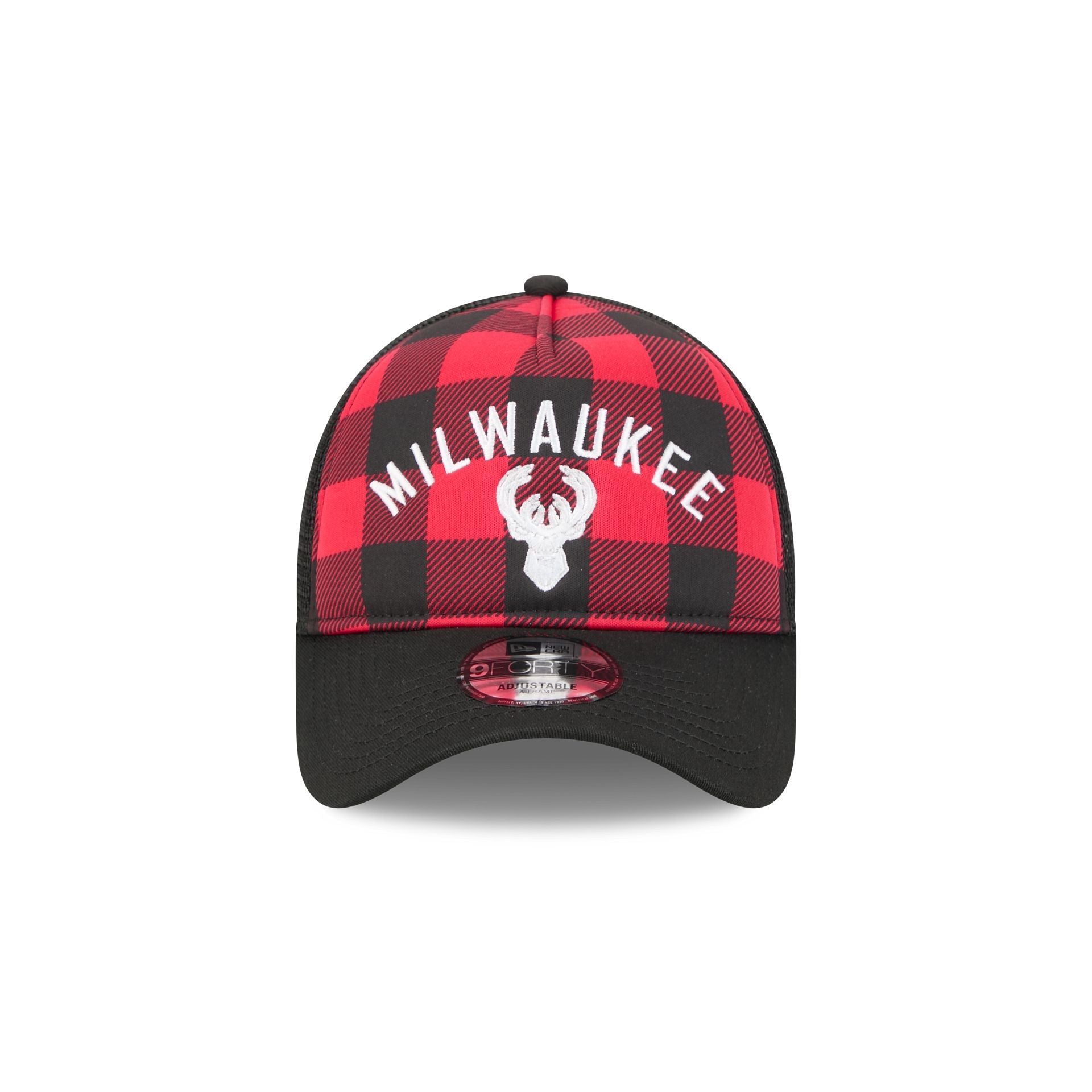 Milwaukee Bucks Evergreen Check 9FORTY A-Frame Trucker Hat