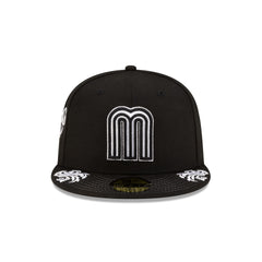 Mexico Baseball Script Black and White 59FIFTY Fitted Hat