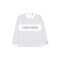 New Era Branded College White Striped Long-Sleeve Rugby Shirt