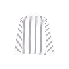 New Era Branded College White Striped Long-Sleeve Rugby Shirt