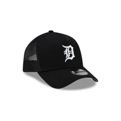 Detroit Tigers Side Script Black 9FORTY A-Frame Trucker Hat