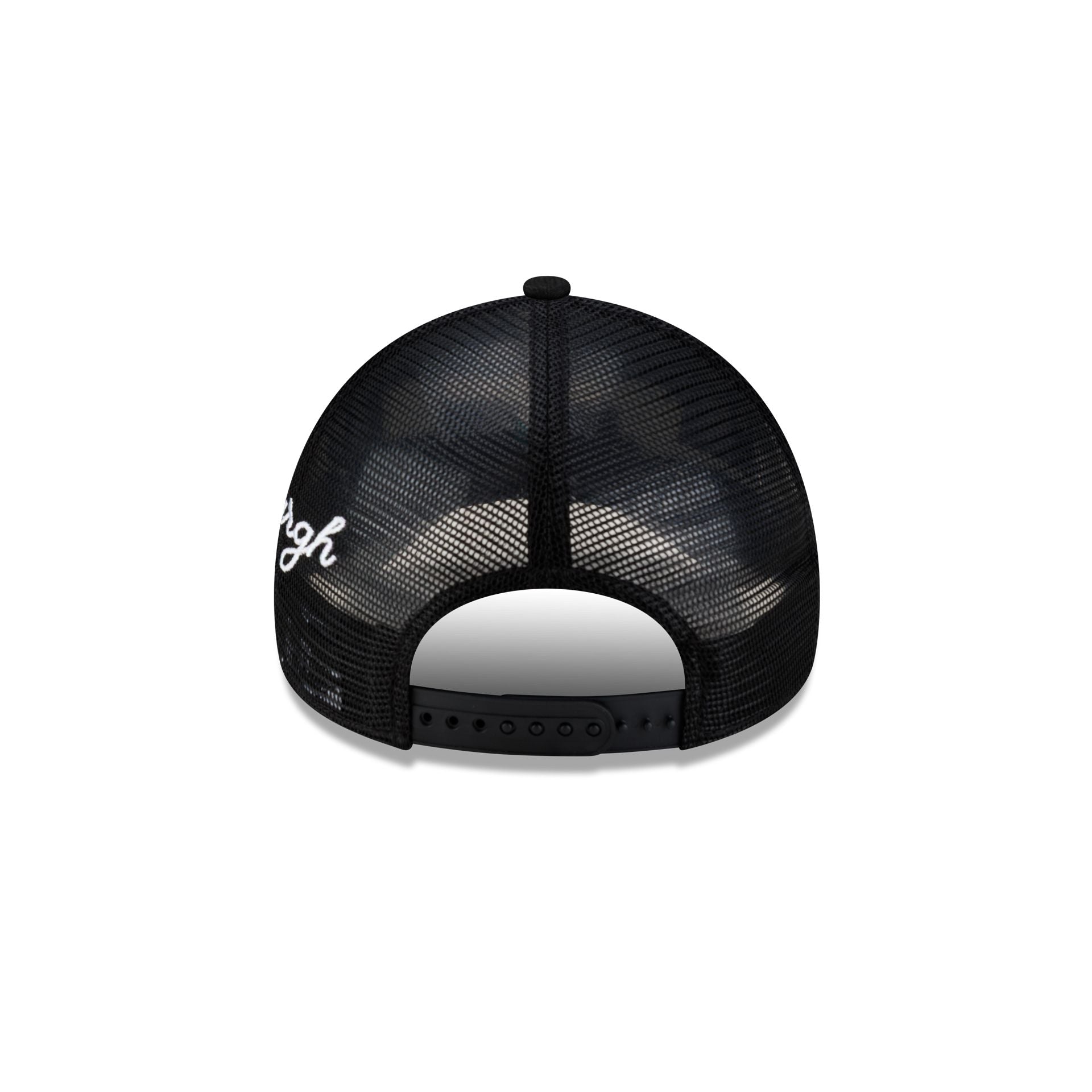 Pittsburgh Steelers Side Script Black 9FORTY A-Frame Trucker Hat