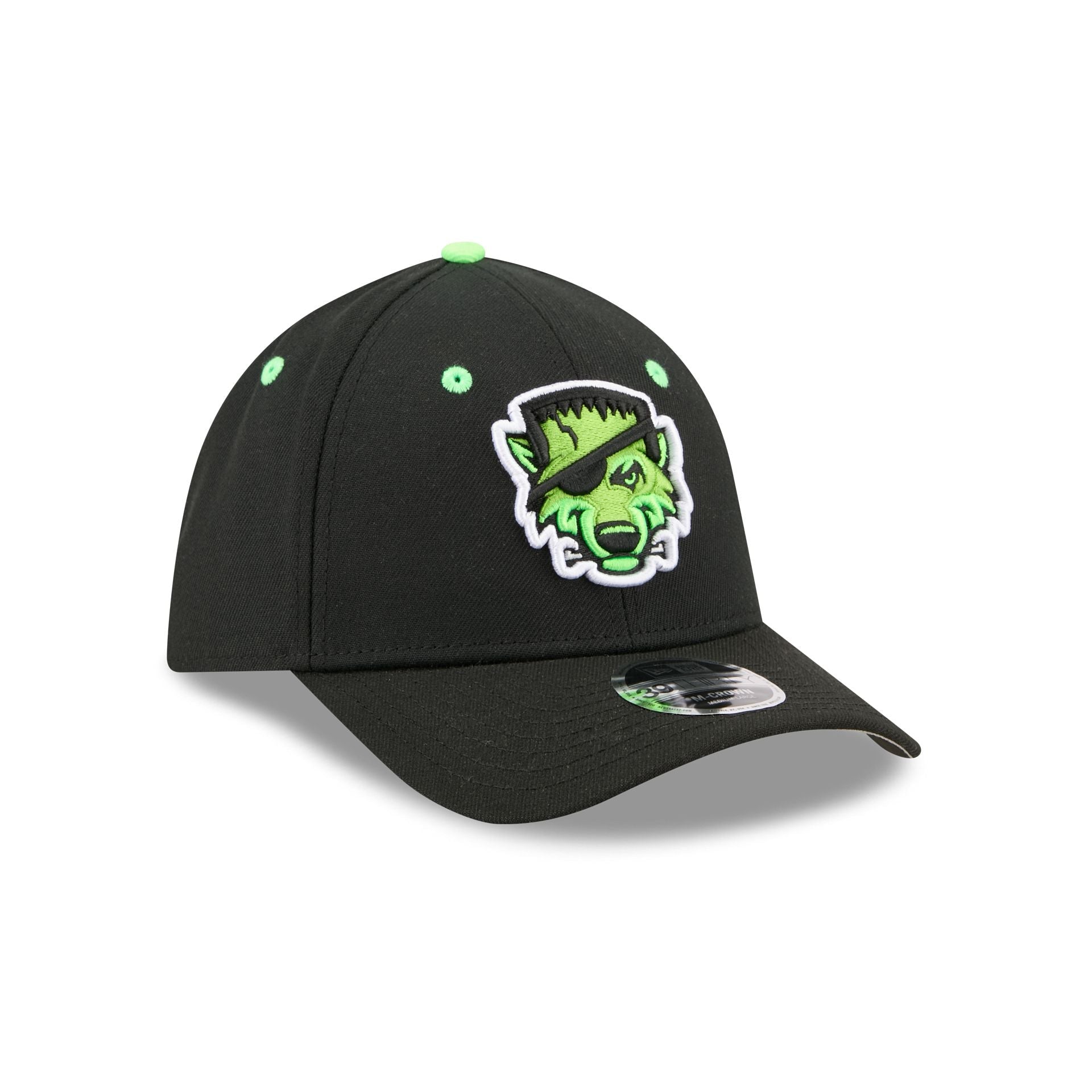 Erie SeaWolves Theme Night Black Neon 39THIRTY M-Crown Stretch Fit Hat