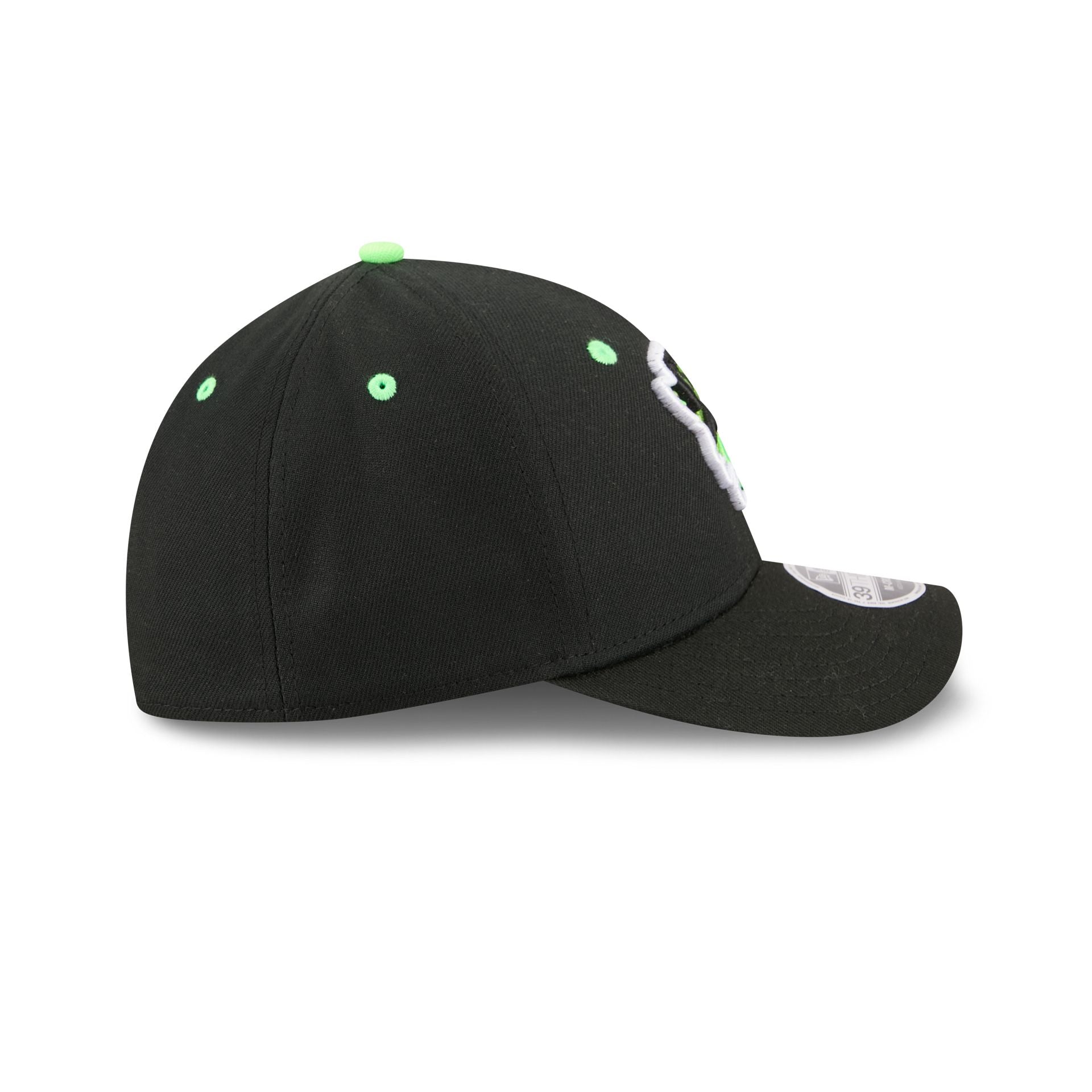 Erie SeaWolves Theme Night Black Neon 39THIRTY M-Crown Stretch Fit Hat
