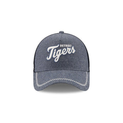 Detroit Tigers Navy Brushed Chambray 9FORTY A-Frame Trucker Hat