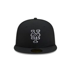 New York Mets Black and White Basic 59FIFTY Fitted Hat
