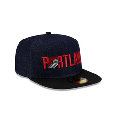 Portland Trail Blazers Navy Denim 59FIFTY A-Frame Fitted Hat