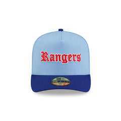 Just Caps Gothic Script Texas Rangers 59FIFTY A-Frame Fitted Hat