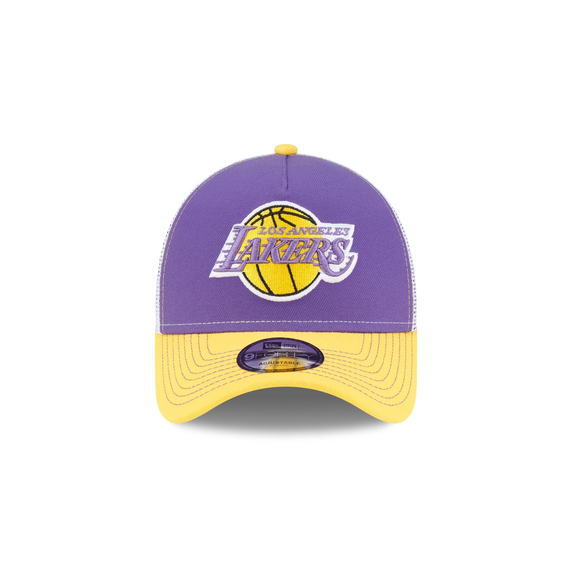 Los Angeles Lakers Hardwood Classics 2000s Contrast Stitch 9FORTY A-Frame Trucker Hat