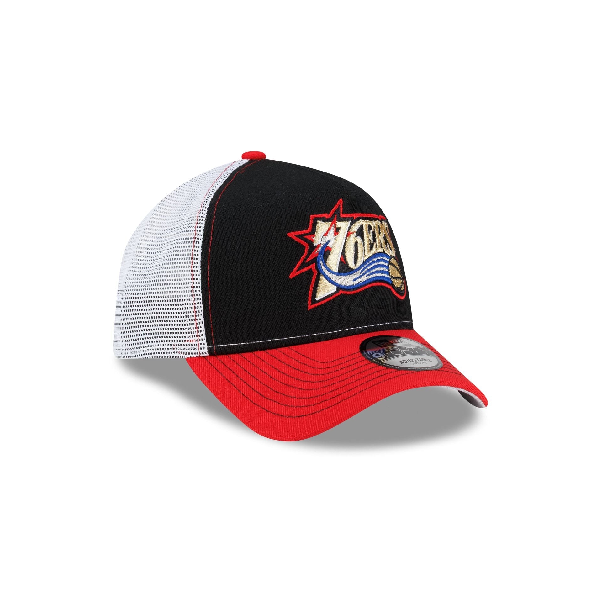 Philadelphia 76ers Hardwood Classics 2000s Contrast Stitch 9FORTY A-Frame Trucker Hat