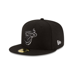 Miami Heat Black & White 59FIFTY Fitted Hat