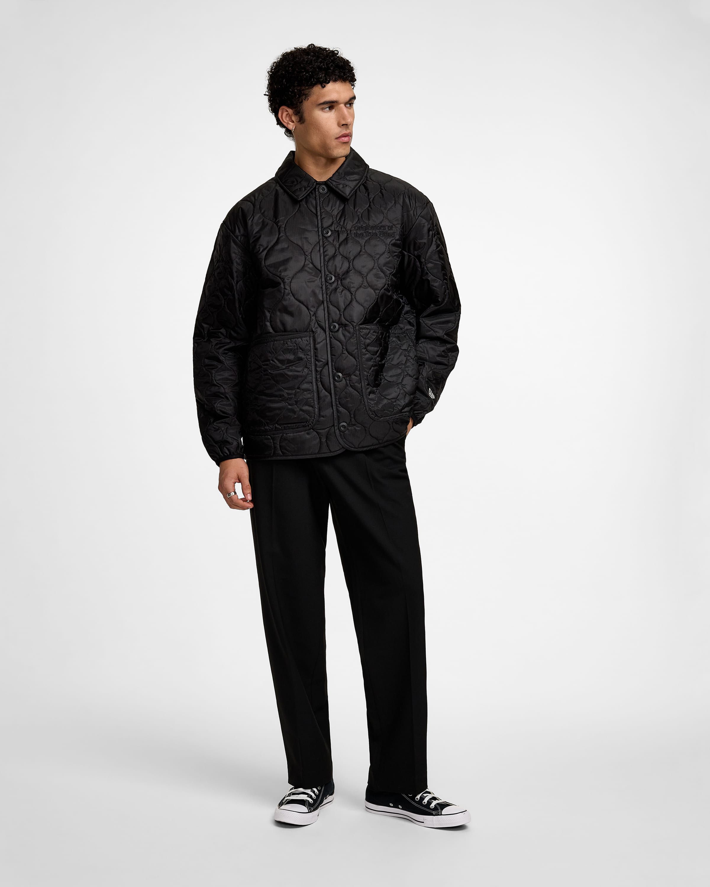New Era Cap Quilted Button Up Black Jacket