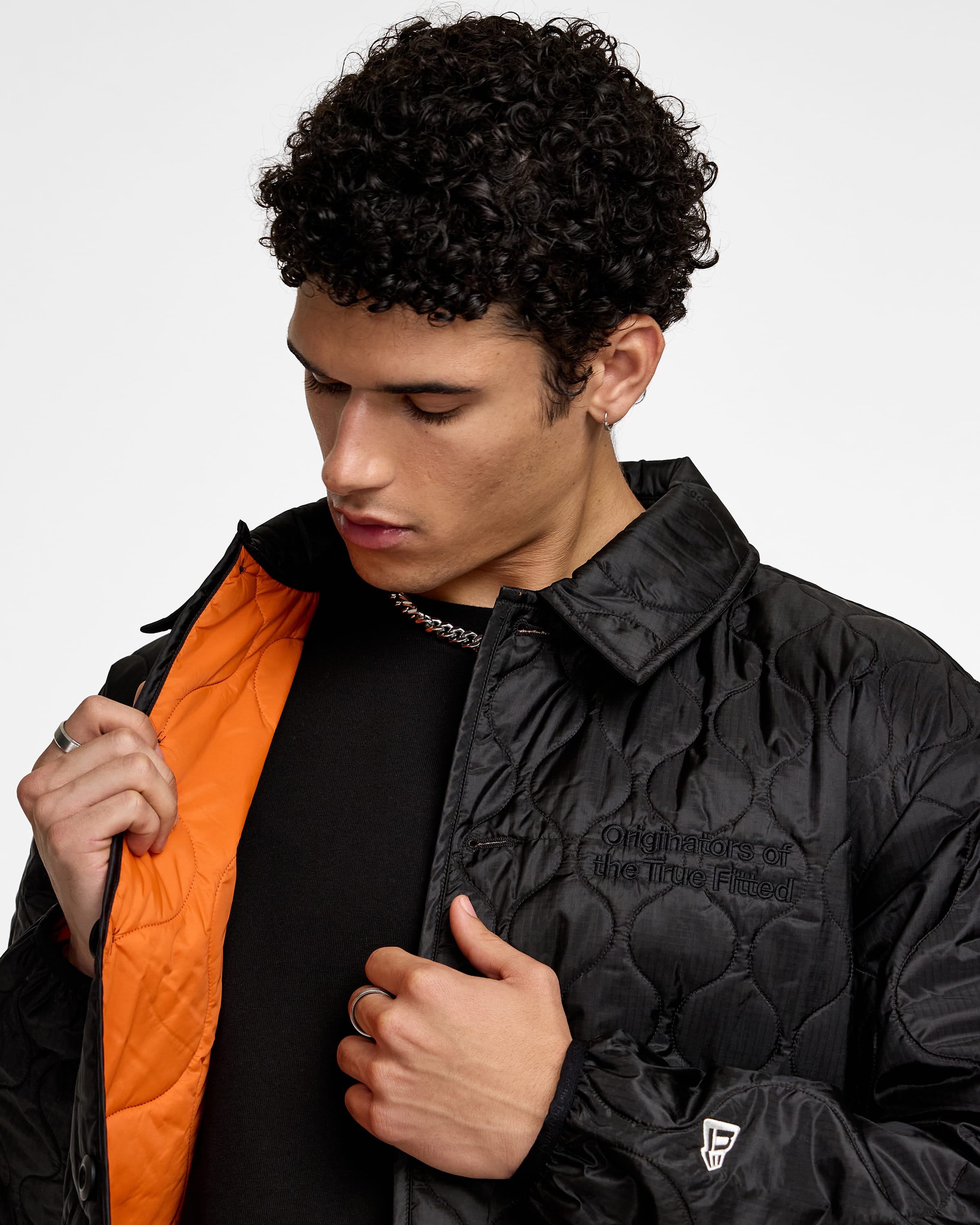 New Era Cap Quilted Button Up Black Jacket