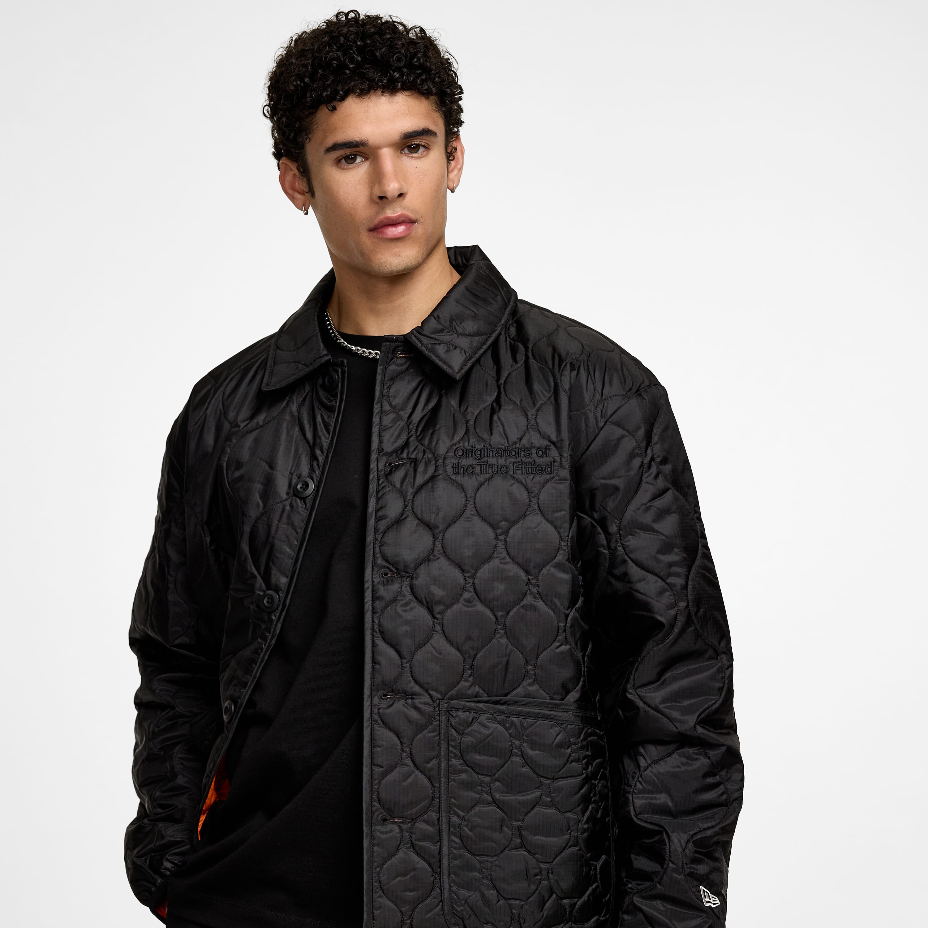 New Era Cap Quilted Button Up Dark Khaki Jacket